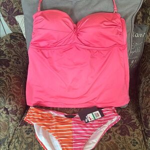 Pink and Orange Women's Swimwear Set